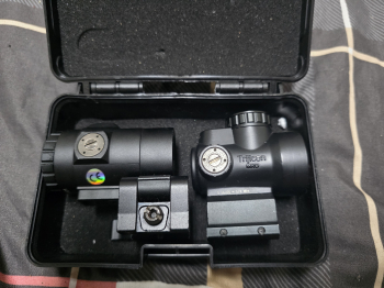 MRO風格鍍紅膜內紅點快瞄鏡-NO.2-HD分化+專用3x Magnifier 3倍側翻鏡-黑色