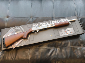 S&T M870 中版 實木(木+銀)手拉空氣槍 DA-SPG-07SN 霰彈槍實木槍托 生存遊戲