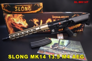 【翔準AOG】SLONG 神龍 MK14 13.5 M-LOK M4 沙 電動槍 伸縮托  AEG SL-MK14T 台灣製 長槍 高品質 耐用 輕鬆升級