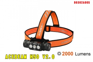 【翔準AOG】ACEBEAM H50 V2.0 2000流明 高亮度LED頭燈 B0302A005 170度廣角 小巧輕便 附電池 附工程夾具