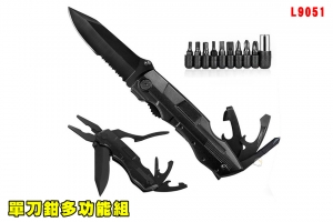 【翔準AOG】單刀鉗多功能組附袋 L9051 edc開箱小刀 不鏽鋼尖嘴鉗一字十字六角梅花起子便攜工具折疊多用途攜帶