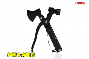 【翔準AOG】斧頭多功能鉗L9003扁嘴鉗/槌/鋼絲鉗/鎖緊鉗/斧頭/十字/刀/雙齒木鋸/內六角/開瓶器/一字/魚鱗刀急逃生多用途組合工具戶外露營便攜可折疊多功能斧頭