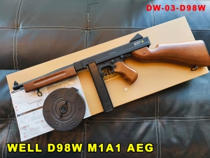 【翔準AOG】現貨 WELL D98W 湯普森衝鋒槍附彈匣/彈鼓 電動槍 DW-03-D98W 全塑膠仿木版 M1A1 AEGBB槍 生存遊戲