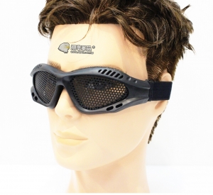 【翔準軍品AOG】黑 小眼鏡圓鐵網 護目鏡 安全裝備 面具 透風 護具 戶外 生存 E03005-1