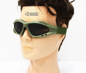 【翔準軍品AOG】軍綠 小眼鏡圓鐵網 護目鏡 安全裝備 面具 透風 護具 戶外 生存 E03005-2