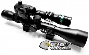 【翔準軍品AOG】3-9X40 全配 + T1 + Q5燈 +8字環+ 夾具魚骨 瞄準器 金屬材質 高清晰