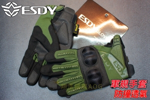 【翔準軍品AOG】ESDY 全指雙奶手套 熊貓款(綠) 軍規 戰術手套 健身 射擊 登山 騎車 防BB彈 X1-5-9C
