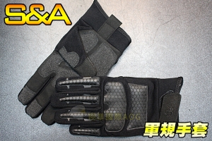 【翔準軍品AOG】S&A(蜂窩)全指手套(黑) 軍規 SNA 戰術手套 生存遊戲 野戰 護手 防BB彈(13310)SNA7FA