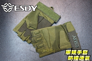 【翔準軍品AOG】ESDY 飛鷹半指手套(綠) 軍規 戰術手套 健身 射擊 登山 騎車 防BB彈 X1-3