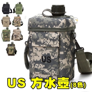 【翔準AOG】方水壺 (8色) 2L 水壺罐 水瓶 布套 生存遊戲 US 軍用 斜挎背帶水壺 附迷彩套 軍訓5009AN