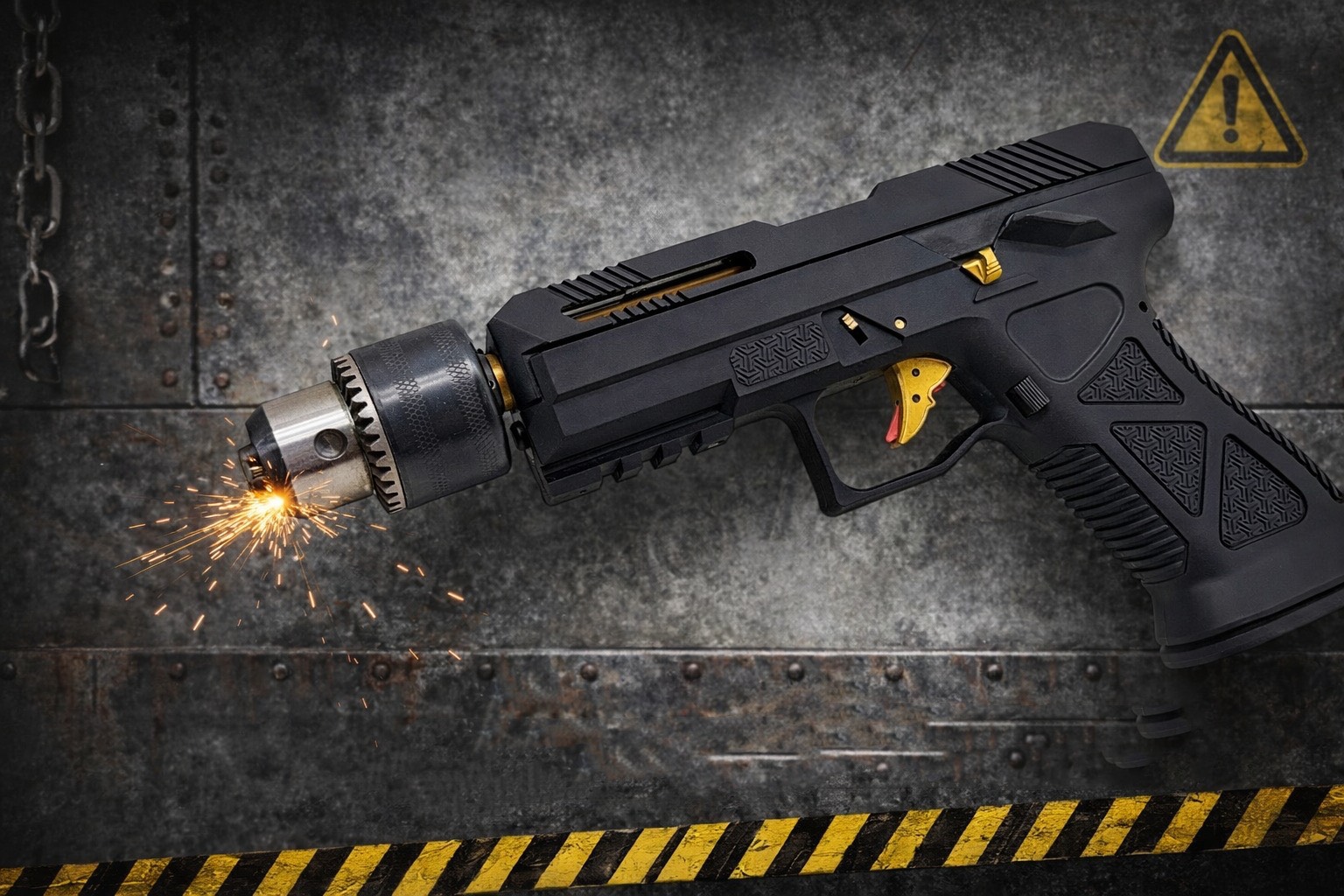 【翔準AOG】 電鑽夾頭造型 步槍防火帽手槍抑制器 -14MM 仿真齒輪紋路工業風格設計