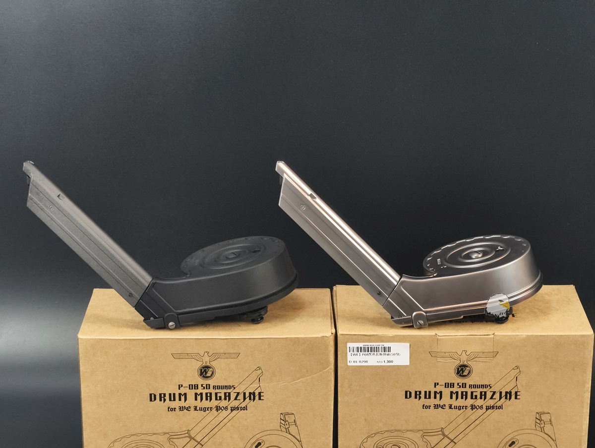【翔準AOG】WE P08 50發 鼓型瓦斯彈鼓(黑/銀)D-01-029B 4吋 6吋 Artillery 蝸牛鼓 GBB 彈匣 【翔準AOG】WE P08 50發 鼓型瓦斯彈鼓(黑/銀)D-01-029B 4吋 6吋 Artillery 蝸牛鼓 GBB 彈匣