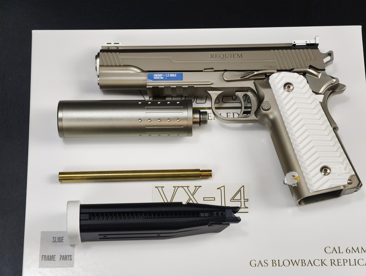 【翔準AOG】VORSK VX-14 Requiem Edition 1911 瓦斯 雙動力版(銀色)瓦斯槍 GBB 手槍 短槍 【翔準AOG】VORSK VX-14 Requiem Edition 1911 瓦斯 雙動力版(銀色)瓦斯槍 GBB 手槍 短槍
