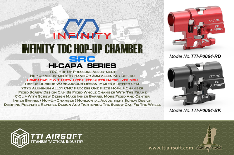 【翔準AOG】TTI airsoft SRC Hi-capa TDC CNC Hop-up座 TTI-P0064-BK/RD航太鋁合金