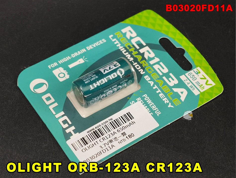 【翔準AOG】OLIGHT ORB-123A(CR123A)650mAh 可充電鋰電池 3.7V B03020FD11A 【翔準AOG】OLIGHT ORB-123A(CR123A)650mAh 可充電鋰電池 3.7V B03020FD11A