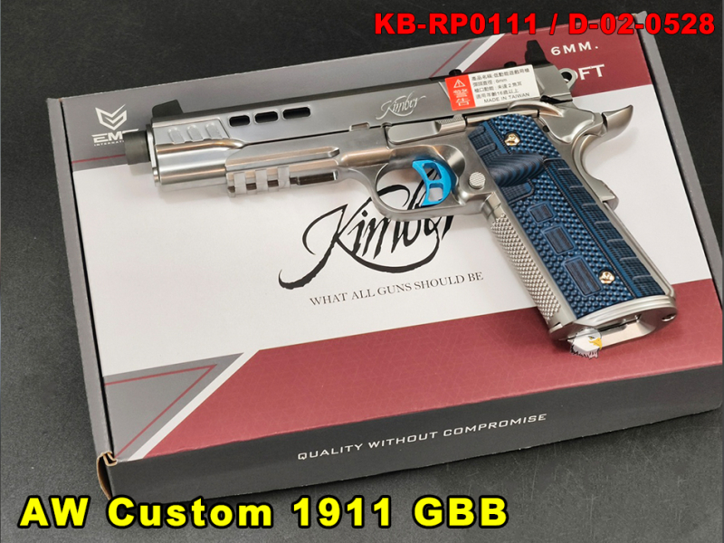 【翔準AOG】WE AW Custom 1911 Kimber RMR GBB EMG 瓦斯手槍(銀藍)D-02-0527  Rapide Heat Ver.